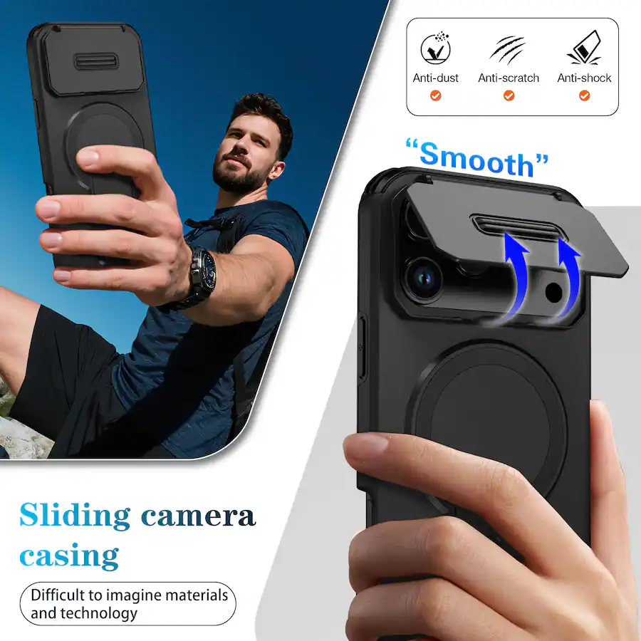 Hard Shell Camera Lens Case Dteck Magnetic Case for Apple iPhone 18 Pro Max with Flip Camera Lens ...