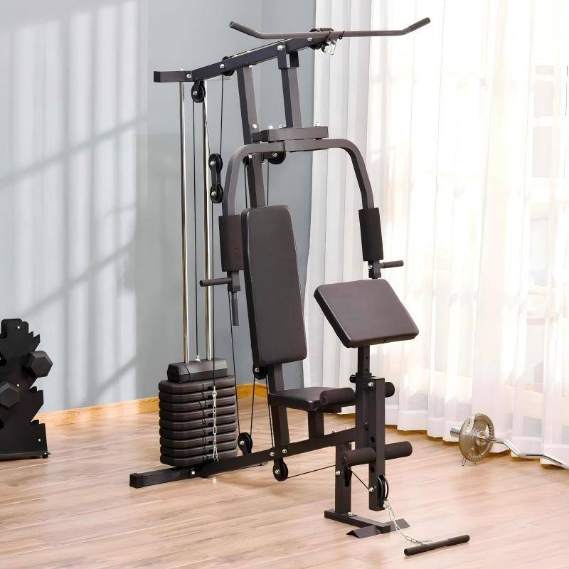 Alt View 1. SKONYON - Home Gym System with 99 lb Weight Stack - Black.