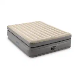 Intex - Dura Beam Plus Fiber-Tech Elevated Air Mattress with Built-In Pump, Queen - Light Brown
