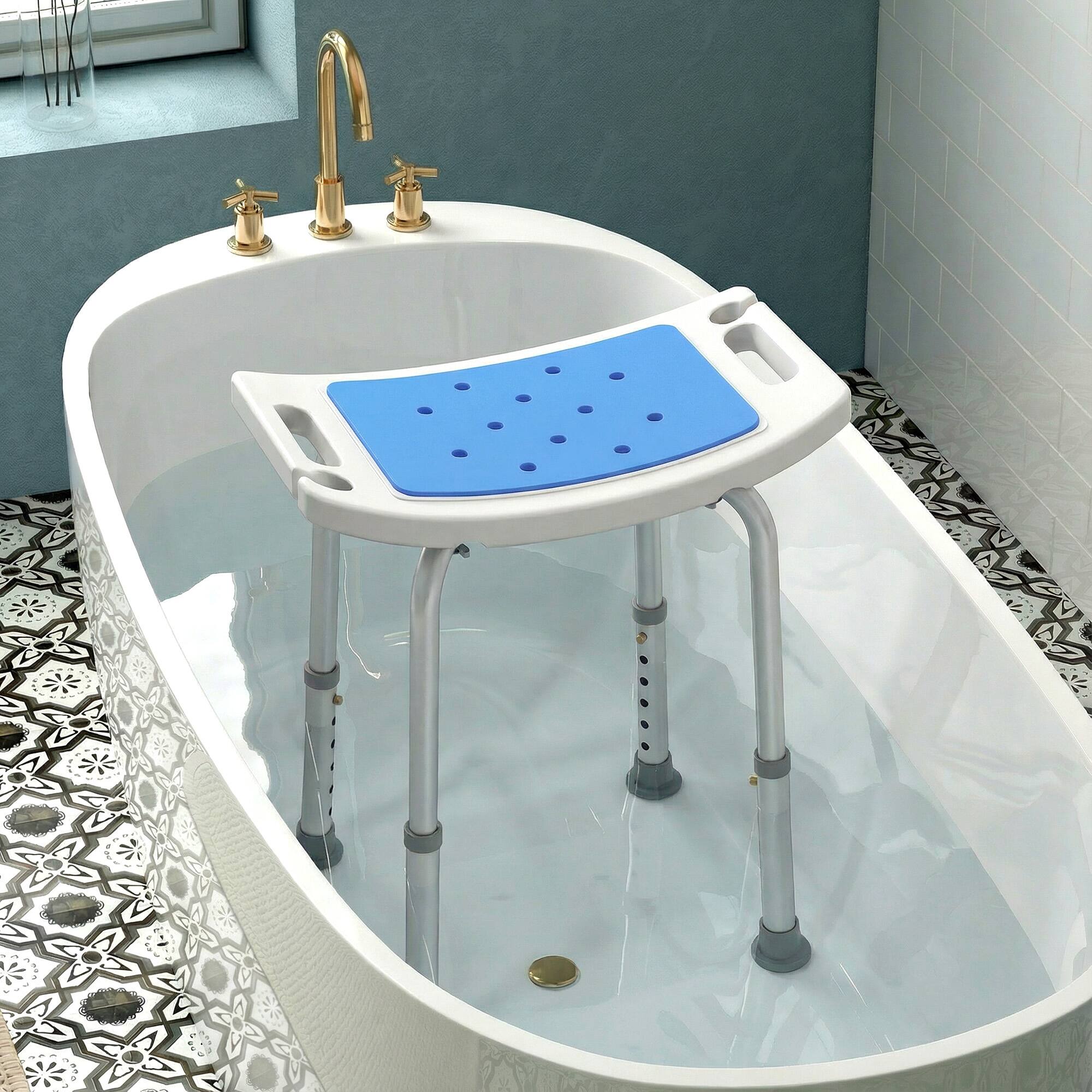 Alt View 7. Homcom - Adjustable Aluminum Bath Stool Spa Shower Chair Non-Slip w/ Shower - Blue.