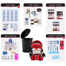 JupiterGear - WSK Essential Survival Kit for Up To 4 People plus Bucket and Lid - Red and Black