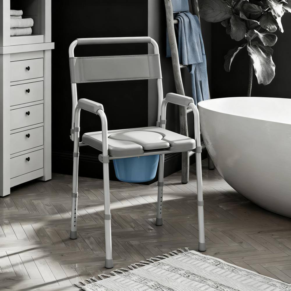 Alt View 6. TinyHomie - Raised Toilet Seat with Arm Bedside Commode Chair for Seniors Adults Handicap - Gray.