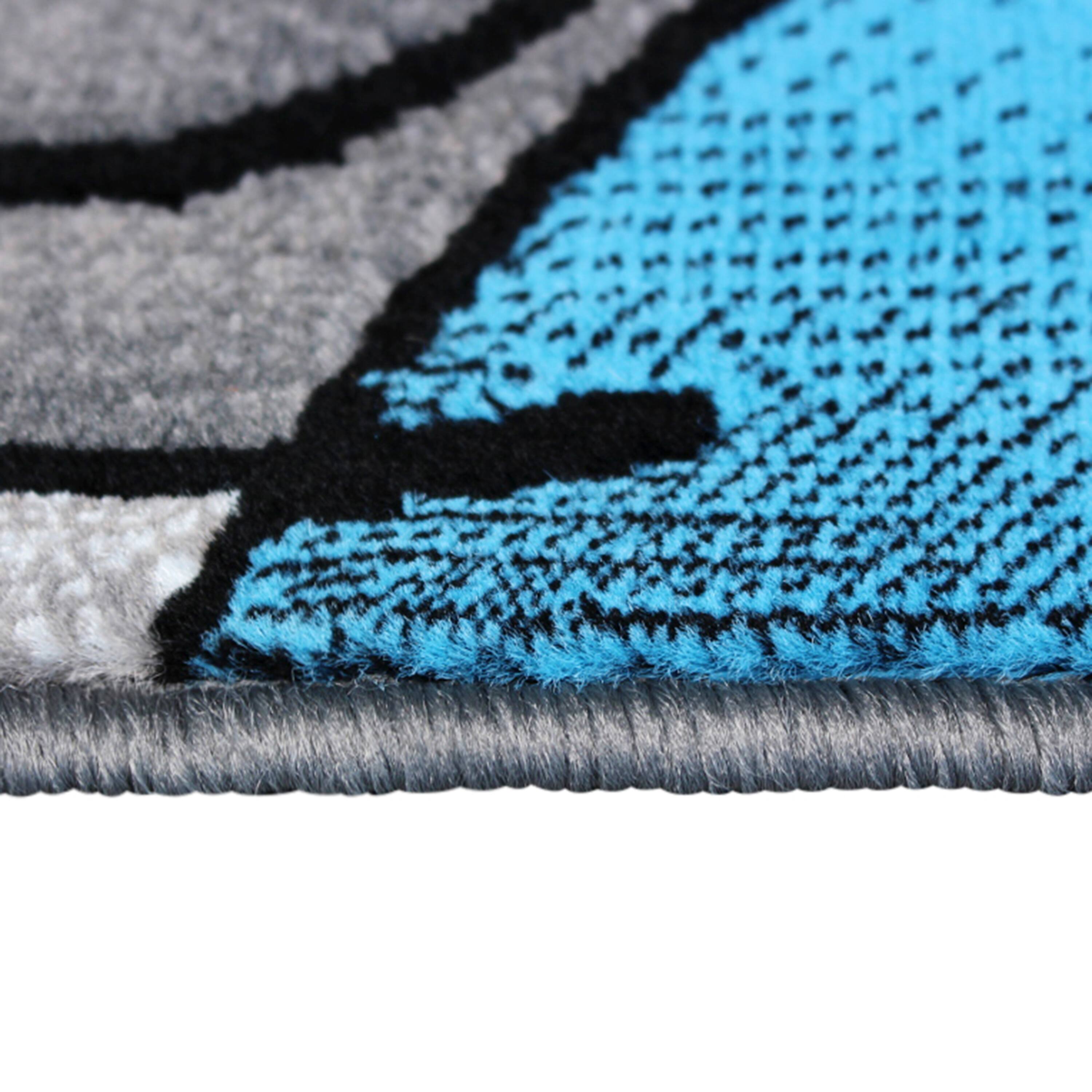 Alt View 5. Emma + Oliver - Urbane Contemporary Abstract Geometric Olefin Accent Rug in Gradient Shades with Natural Jute Backing - Blue.