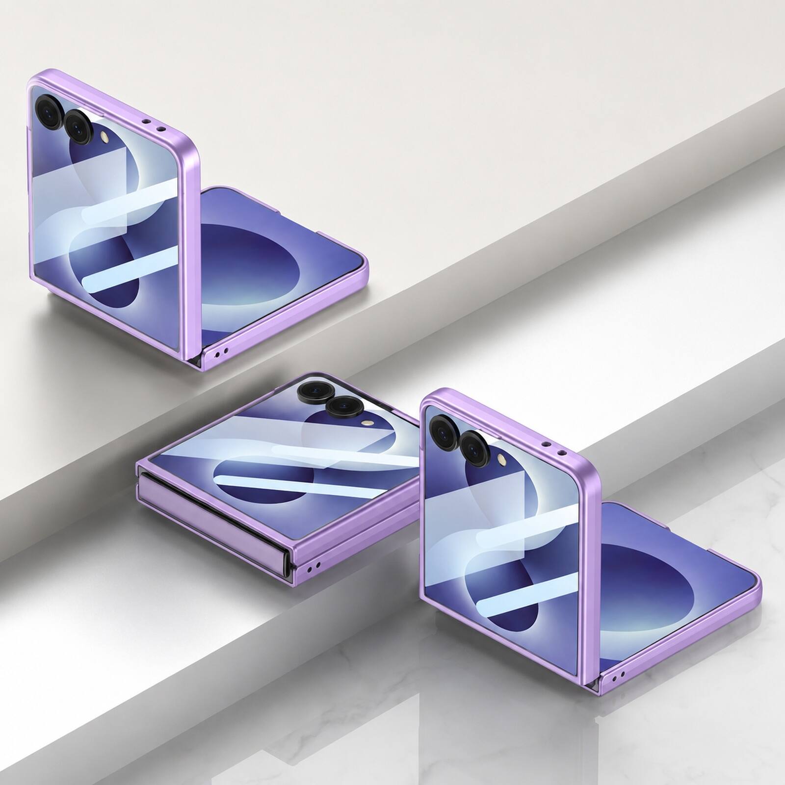 Back. Dteck - Ultra Slim Case For Samsung Galaxy Z Flip8 Built-in Screen Protector Shock-Absorbent Hard PC Cover - Purple.
