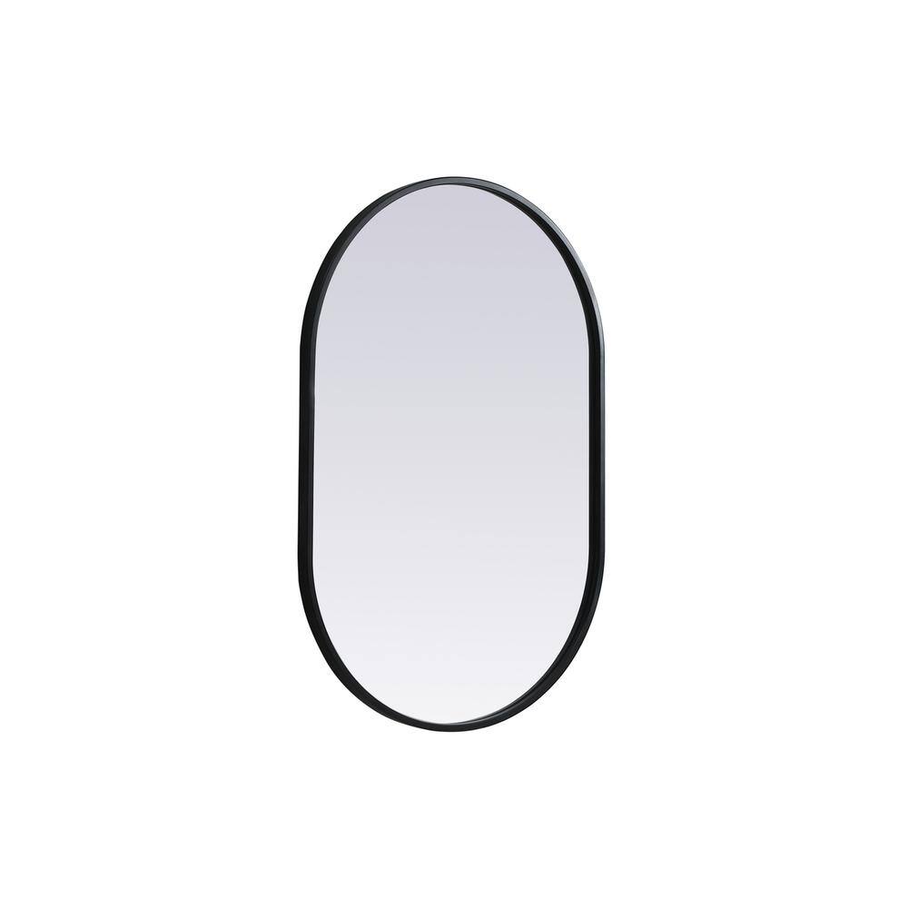 Alt View 1. Elegant Decor - Metal Frame Oval Mirror 20x30 Inch in Black - Black.
