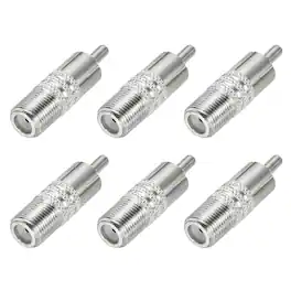 Unique Bargains - 6pcs Coaxial Connector, F Female to RCA Male, 75 Ohm Nickel Plated, 35x10mm, for Broadcast, Antenna - Silver