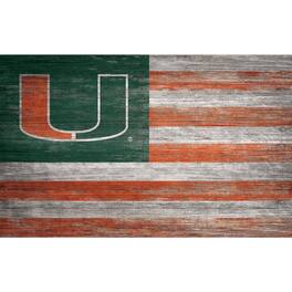Fan Creations - Miami Hurricanes 11'' x 19'' Distressed Flag Sign - Multicolor
