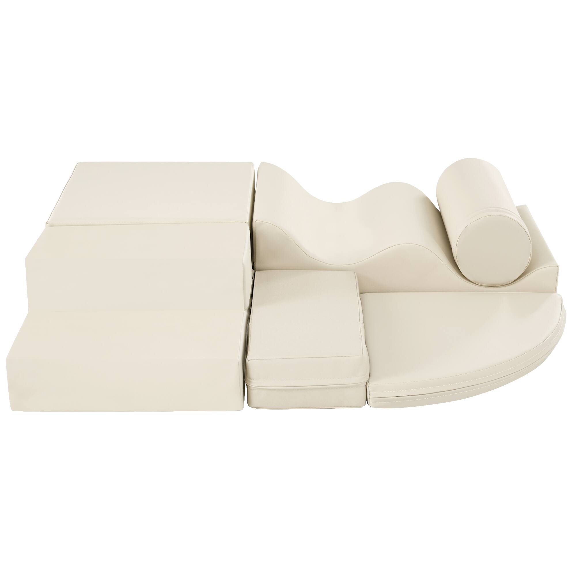 Alt View 5. Siljoy - 6-in-1 EPE Foam Climb & Crawl Playset, Soft Indoor Playground, Velcro Fastening, Easy to Clean, for Toddlers - Beige.