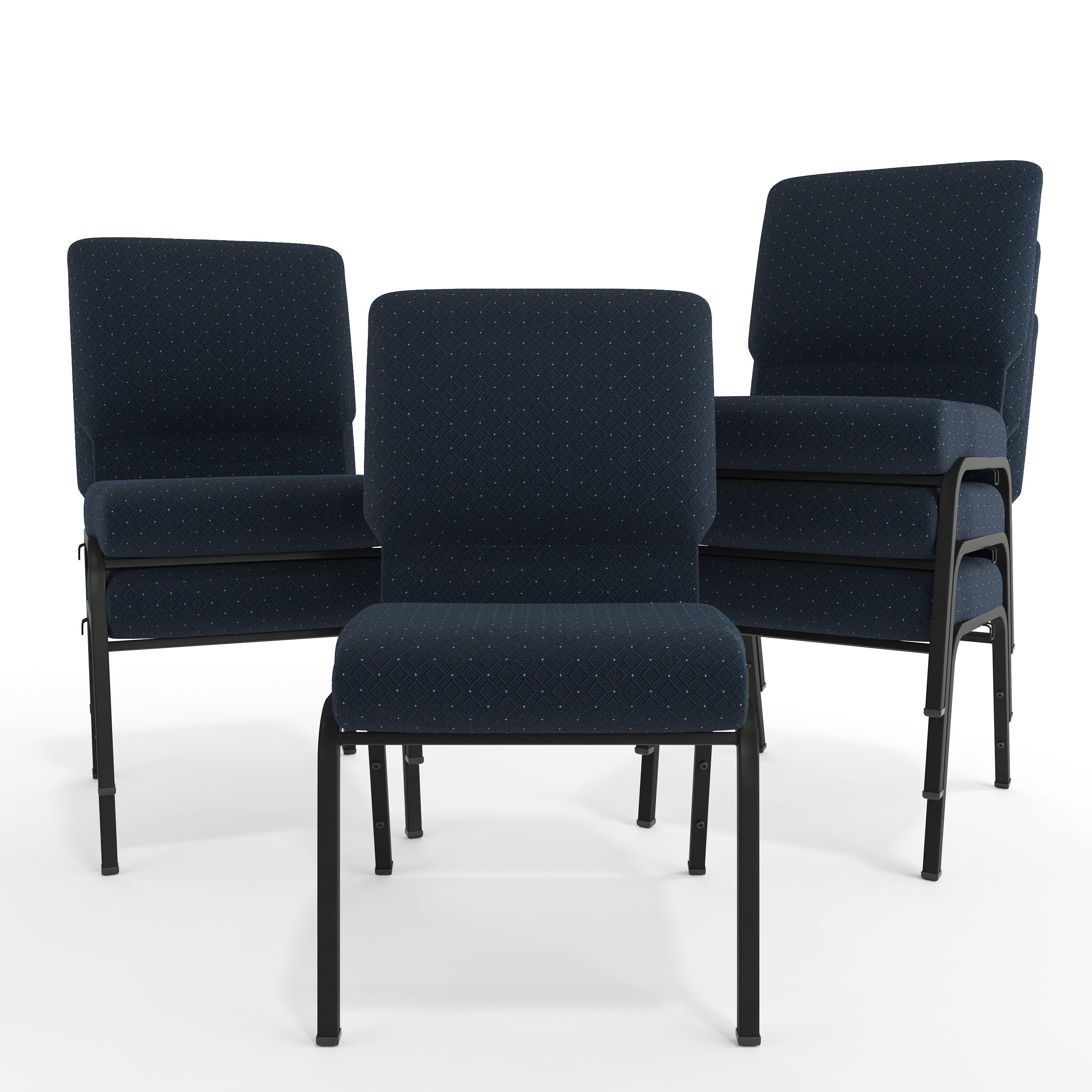 Alt View 10. Emma + Oliver - 20.5 in. Molded Foam Church Chair - Cobalt Fabric/Black Frame.