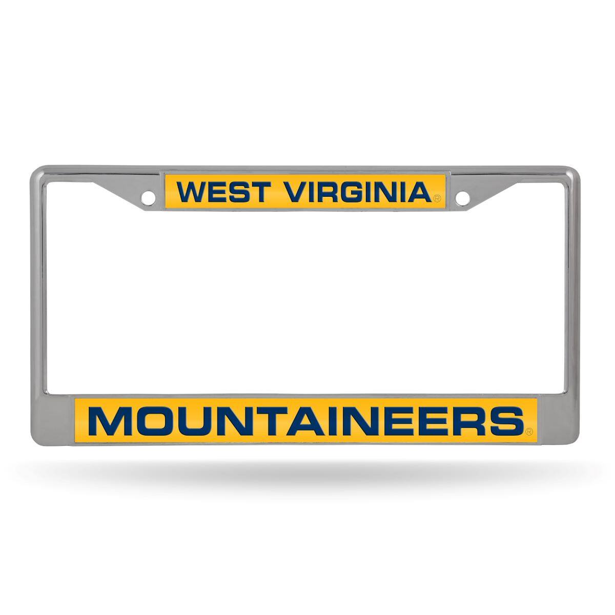 West Virginia Mountaineers Chrome Metal License Plate Frame Holder