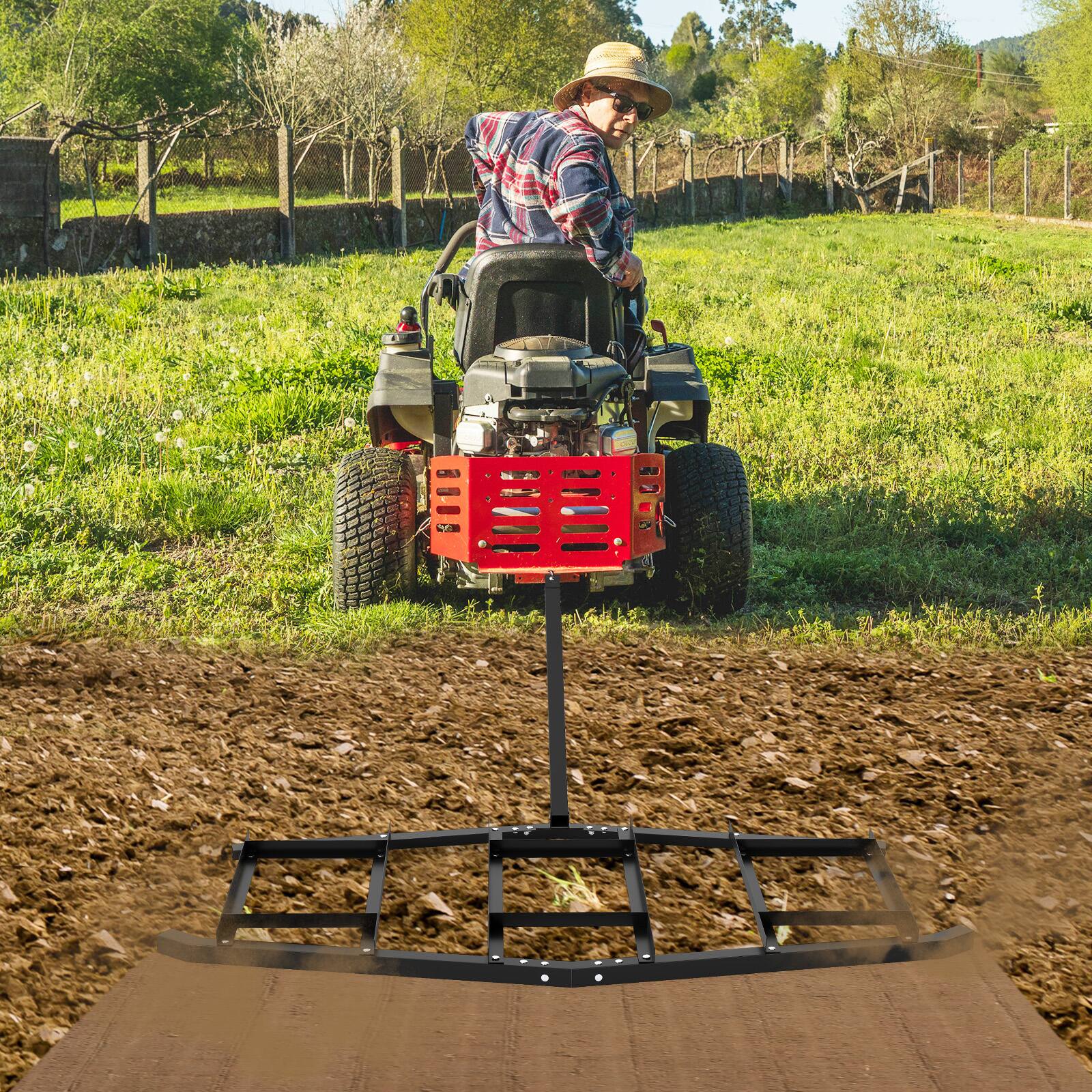 Alt View 4. Gymax - Gymax 84'' Wide Driveway Drag Tow-Behind Leveling Rake w/Reinforced Bars for ATV/UTV - Black.