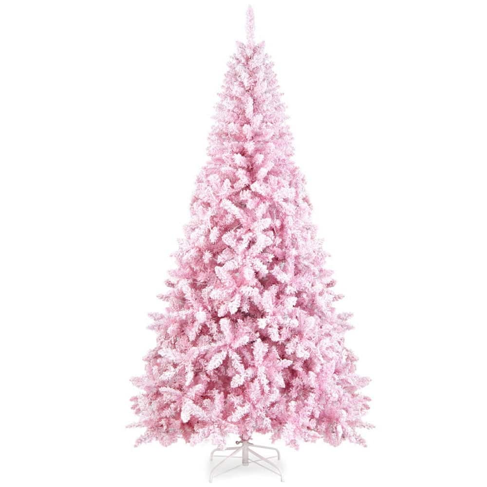 Kadyn - Christmas Tree,Home Party Christmas Tree Decorations,7.5 Feet Flocked Christmas Tree - Pink