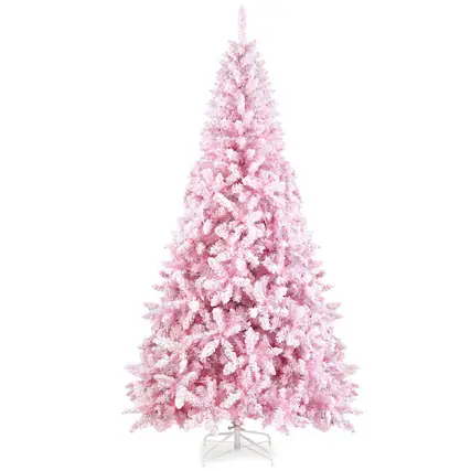 Front. Kadyn - Christmas Tree,Home Party Christmas Tree Decorations,7.5 Feet Flocked Christmas Tree - Pink.