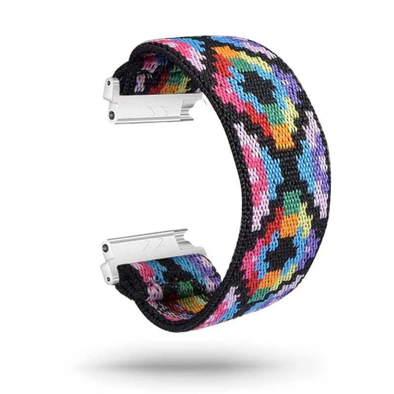 StrapsCo - Stretch Band Nylon Watch Strap For Fitbit Versa & Versa 2 - Rainbow Pixels