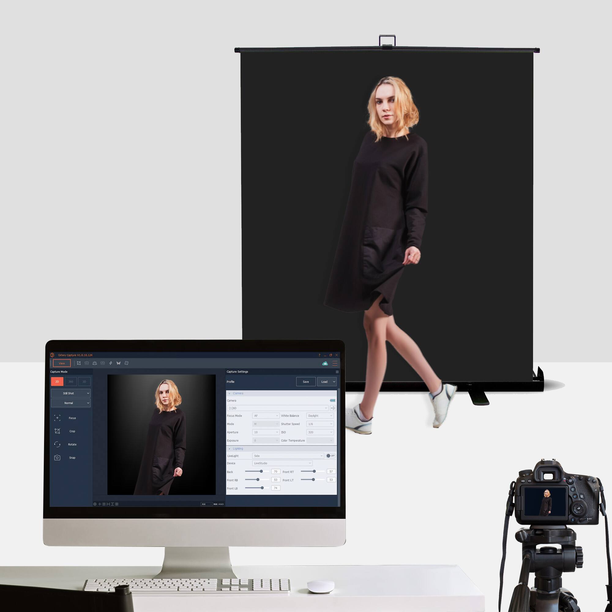 Alt View 2. KHOMO GEAR - Pull-Up Black Backdrop – Wrinkle-Free Chroma Key Screen for Studio, Video, and Streaming Use - Black.