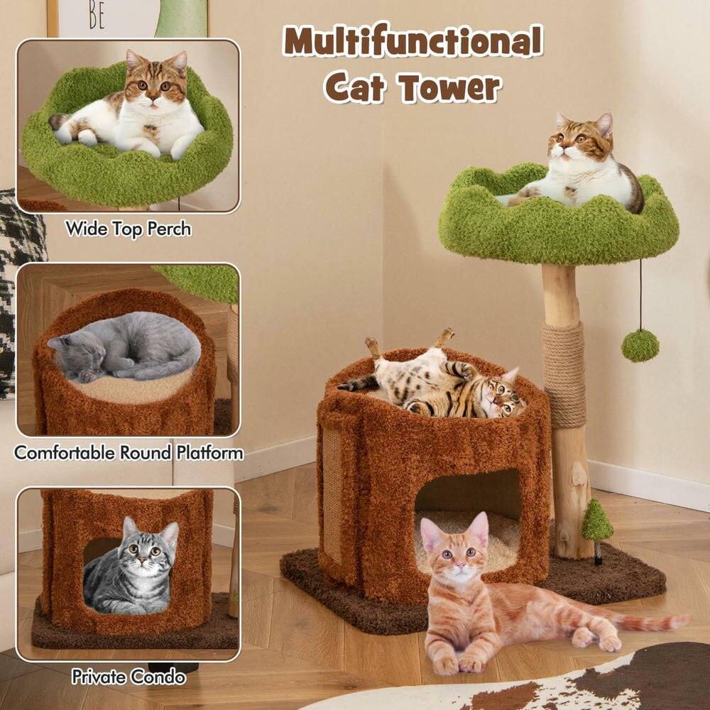 Multifunctional Cat Tower

- Wide Top Perch
- Comfortable Round Platform
- Private Condo