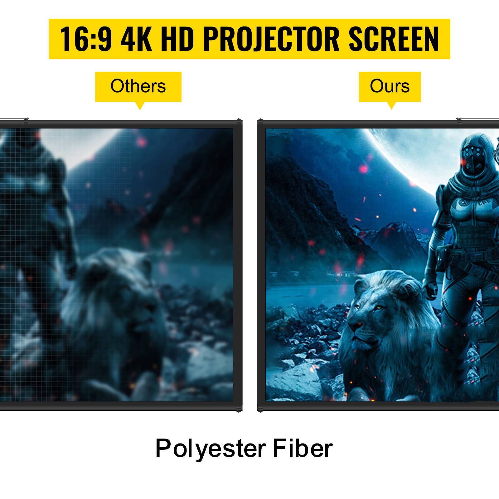 16:9 4K HD PROJECTOR SCREEN

Others
Ours
Polyester Fiber