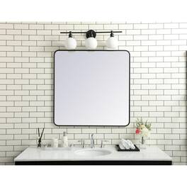 Elegant Decor - Soft corner metal rectangular mirror 36x36 inch - Black