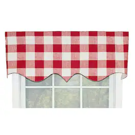 RLF Home - Grande Check Regal Style 3" Rod Pocket Valance 50" x 17" - Red