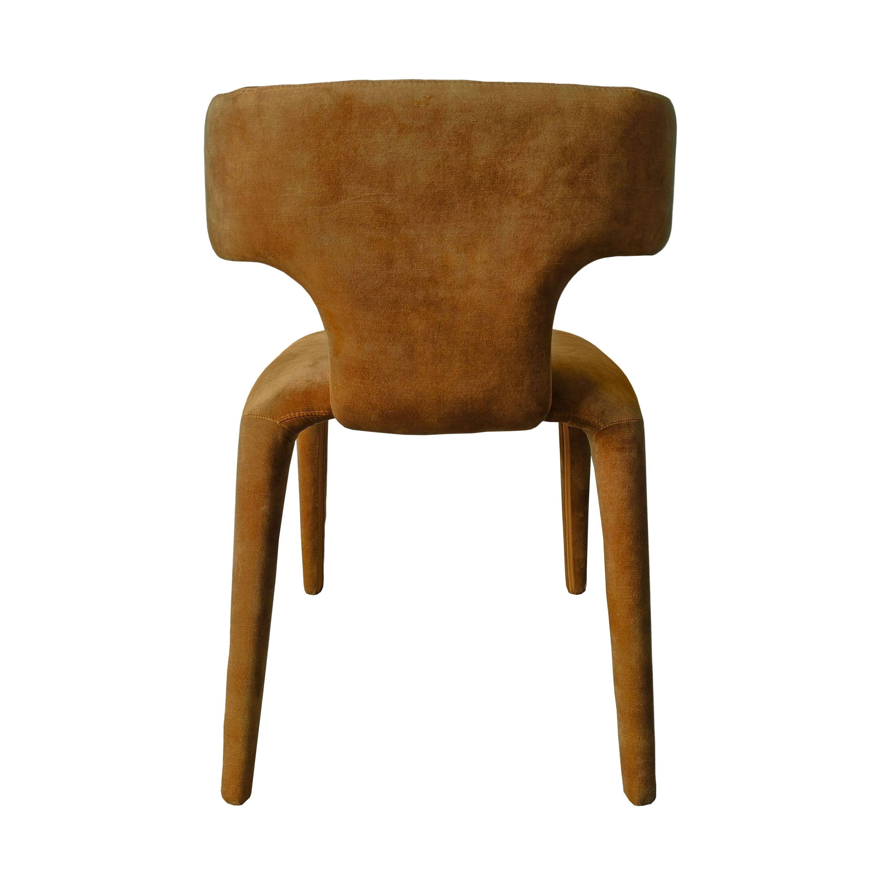 Back. Manhattan Lane - Cid Eve 21 Inch Dining Chair, Curved Wingback,  Textured Polyester - Brown.