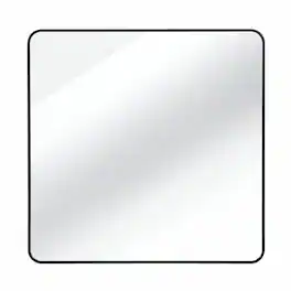RYHNUYNE - 30 in x 30 in Square Bathroom Mirror, HD Glass, Brushed Aluminum Frame, Wall Mounted