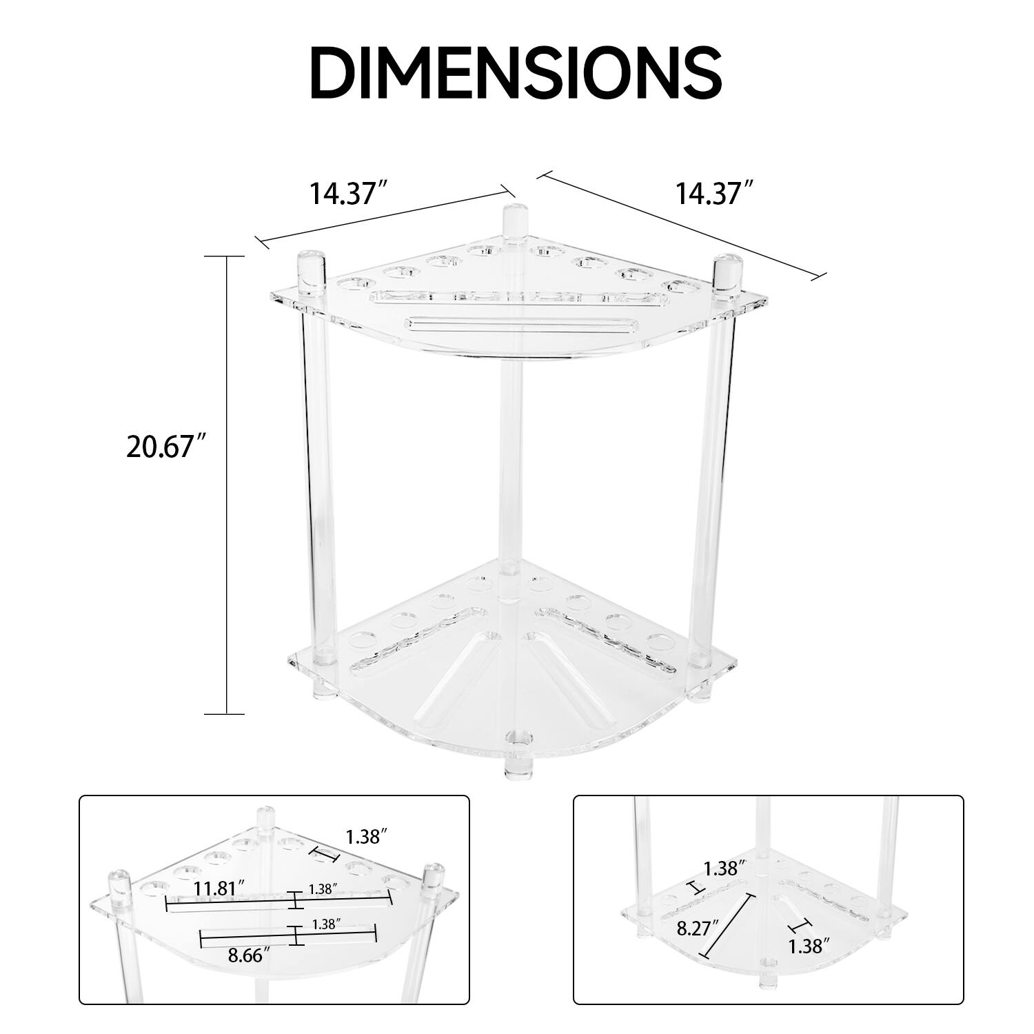 DIMENSIONS

14.37"
14.37"
20.67"
11.81"
1.38"
1.38"
1.38"
1.38"
8.66"
8.27"