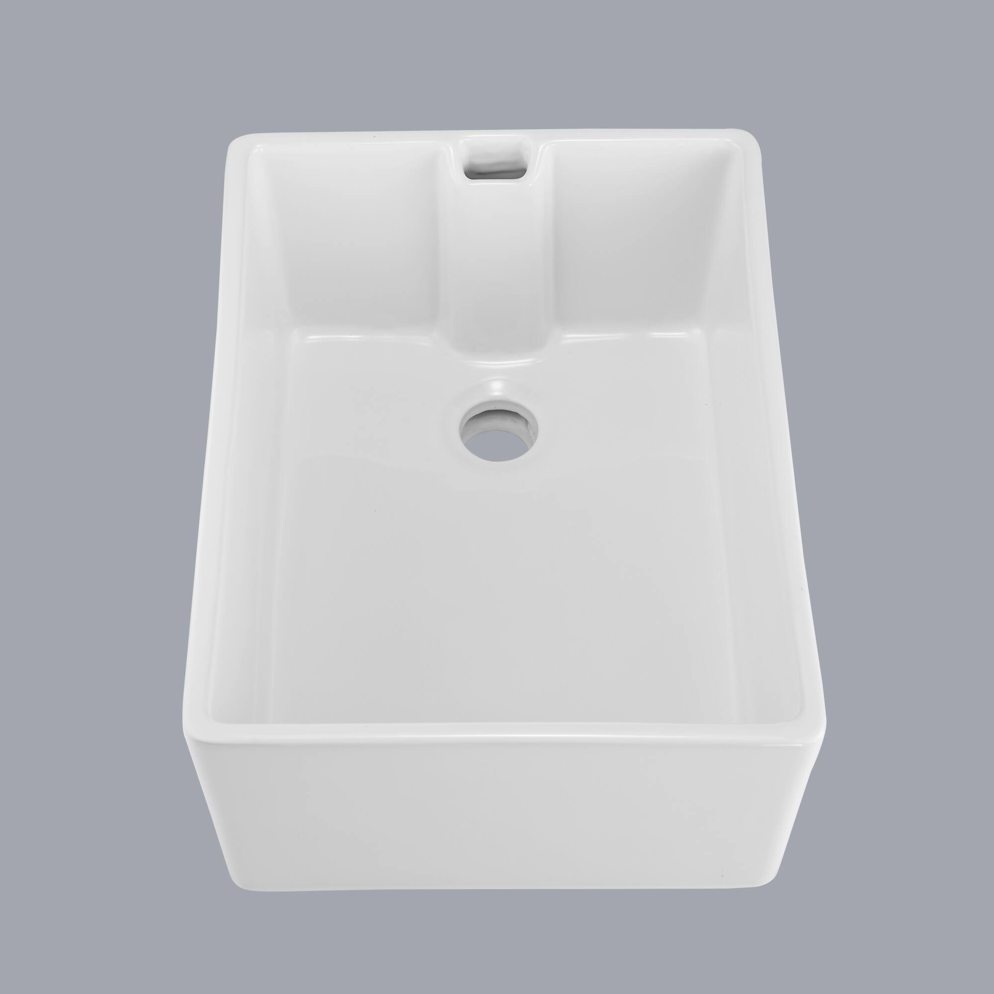Alt View 1. TinyHomie - 24x18 Inch White Ceramic Single Bowl Kitchen Sink - White.