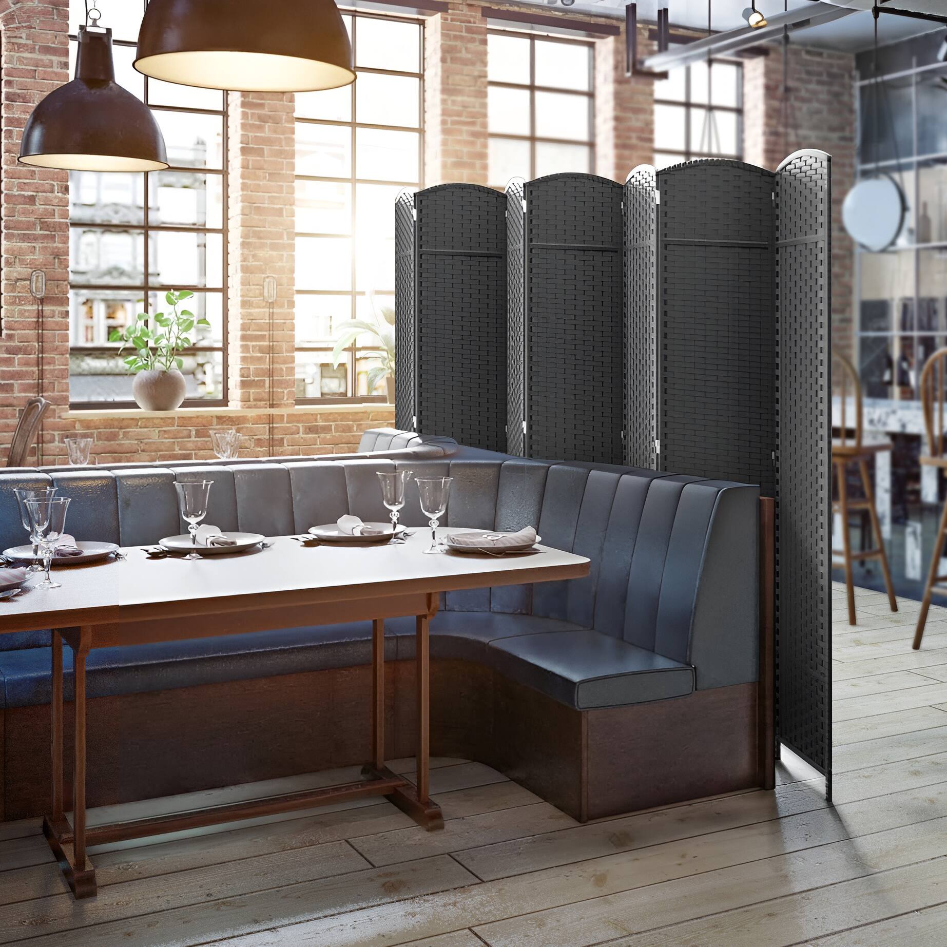 Alt View 6. Sorbus - Sorbus Extra Wide Double Hinged 7-Panels Partition Room Dividers, Dark Gray - Dark Gray.