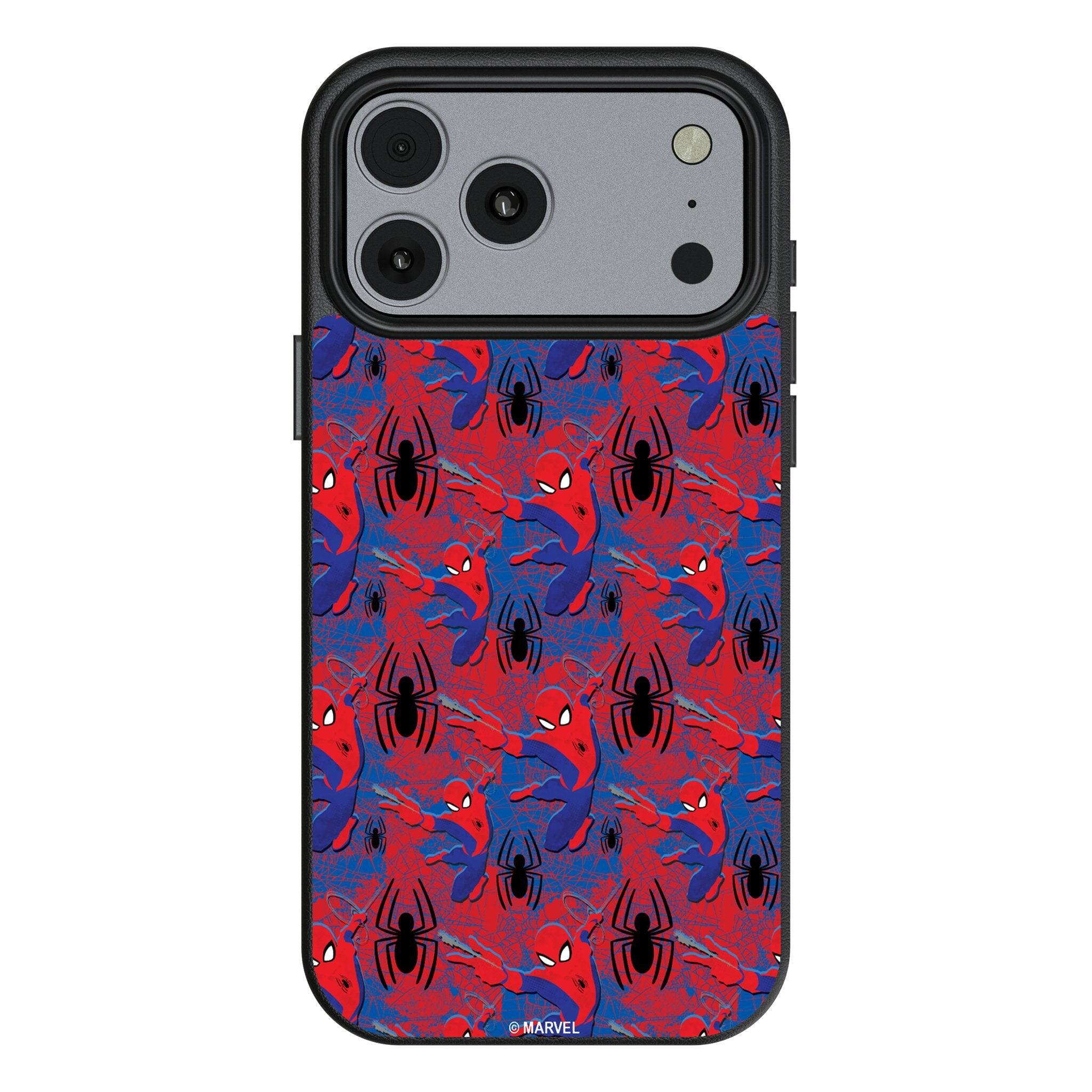 Front. Keyscaper - Marvel Pattern MagSafe Compatible Phone Case - Apple iPhone 17 Pro Max - Spider-Man.