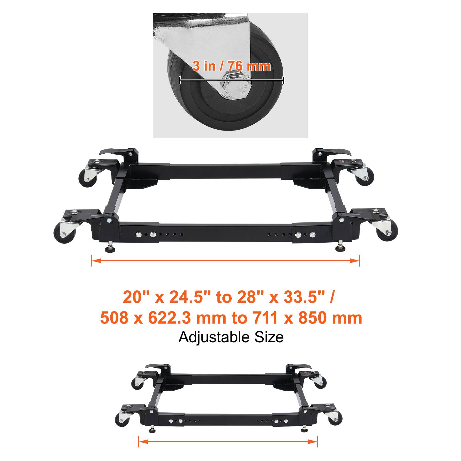 3 in / 76 mm  
20" x 24.5" to 28" x 33.5"  
508 x 622.3 mm to 711 x 850 mm  
Adjustable Size