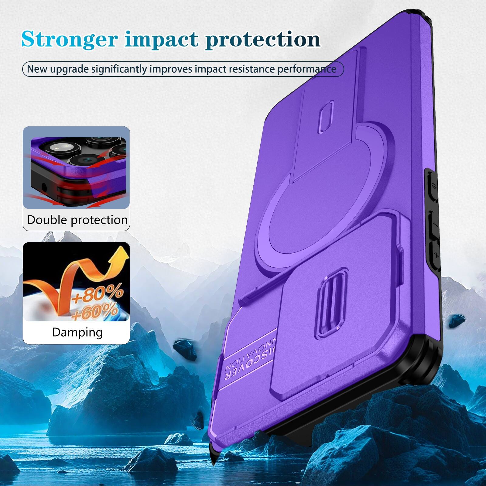 Stronger impact protection  
New upgrade significantly improves impact resistance performance  
Double protection  
+80% +60% Damping  
FAONA JISCOVER NOL