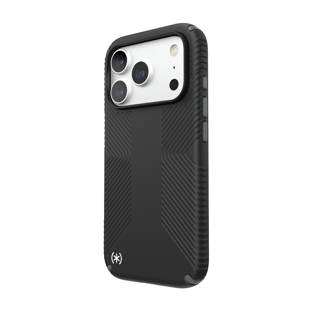 Angle. Speck - Presidio2 Grip Case with MagSafe for Apple iPhone 18 Pro / iPhone 17 Pro - Black.
