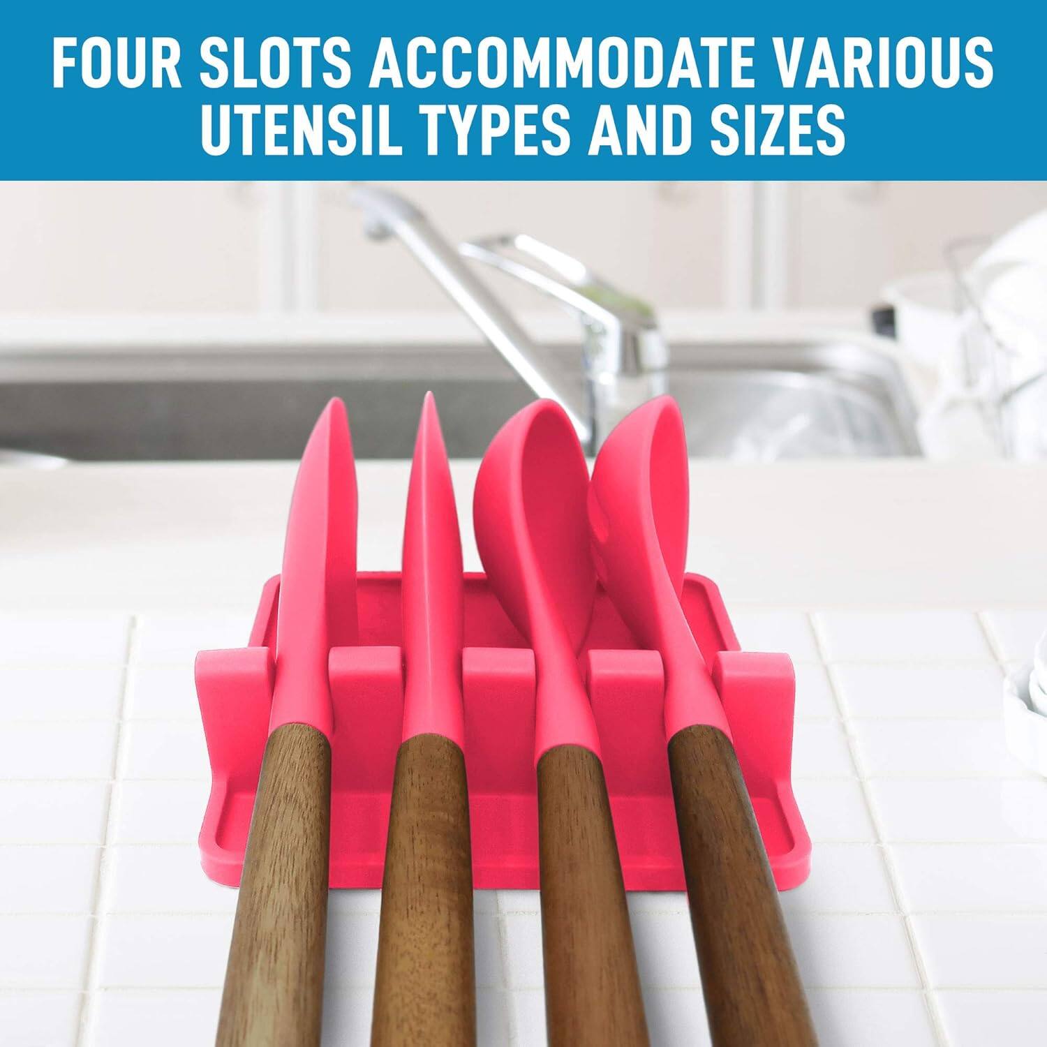 FOUR SLOTS ACCOMMODATE VARIOUS UTENSIL TYPES AND SIZES