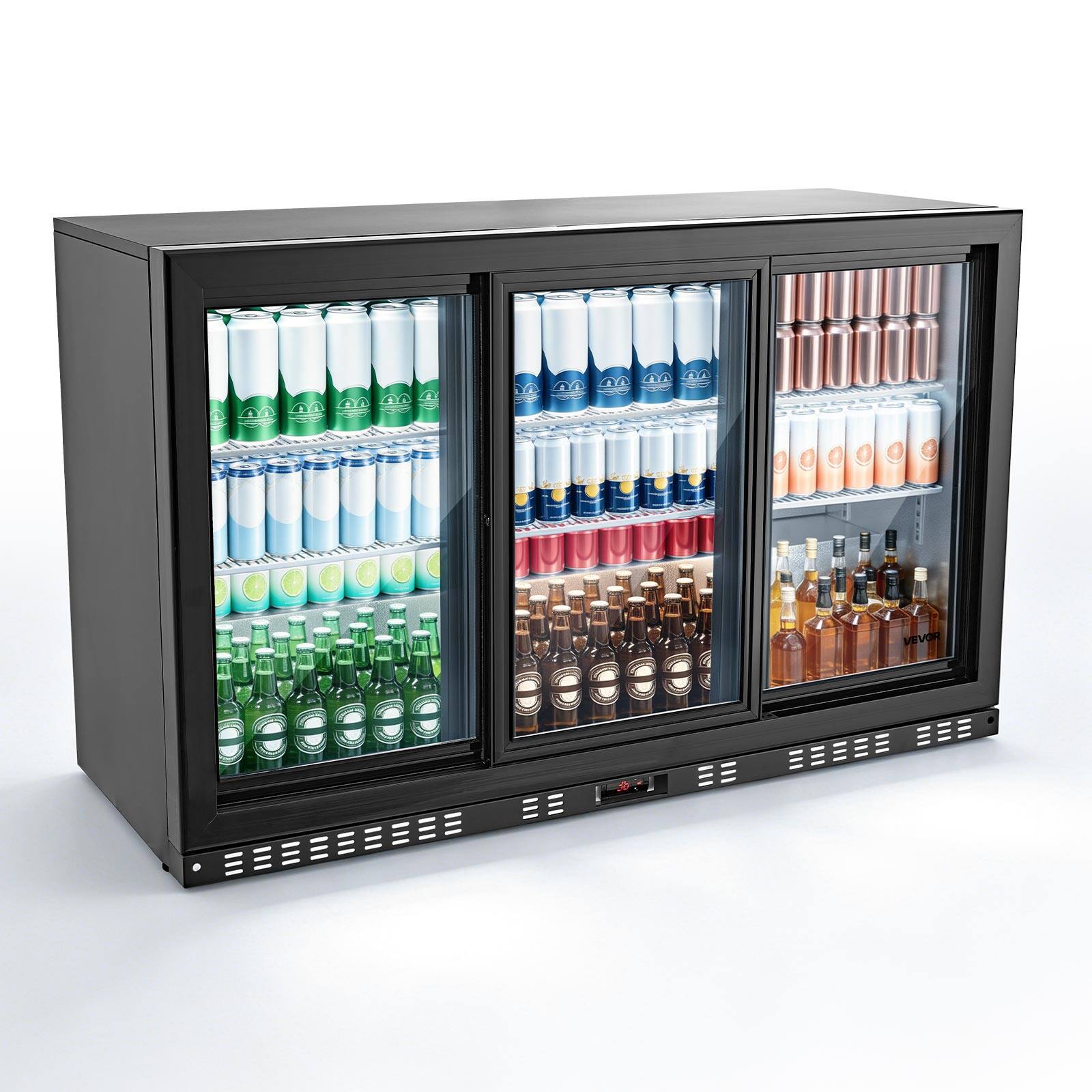 Alt View 5. VEVOR - Back Bar Cooler, 11.4 Cu.Ft Commercial Beverage Refrigerator, 3 Sliding Glass Doors, Fan Cooling Under Counter Beer - Black.