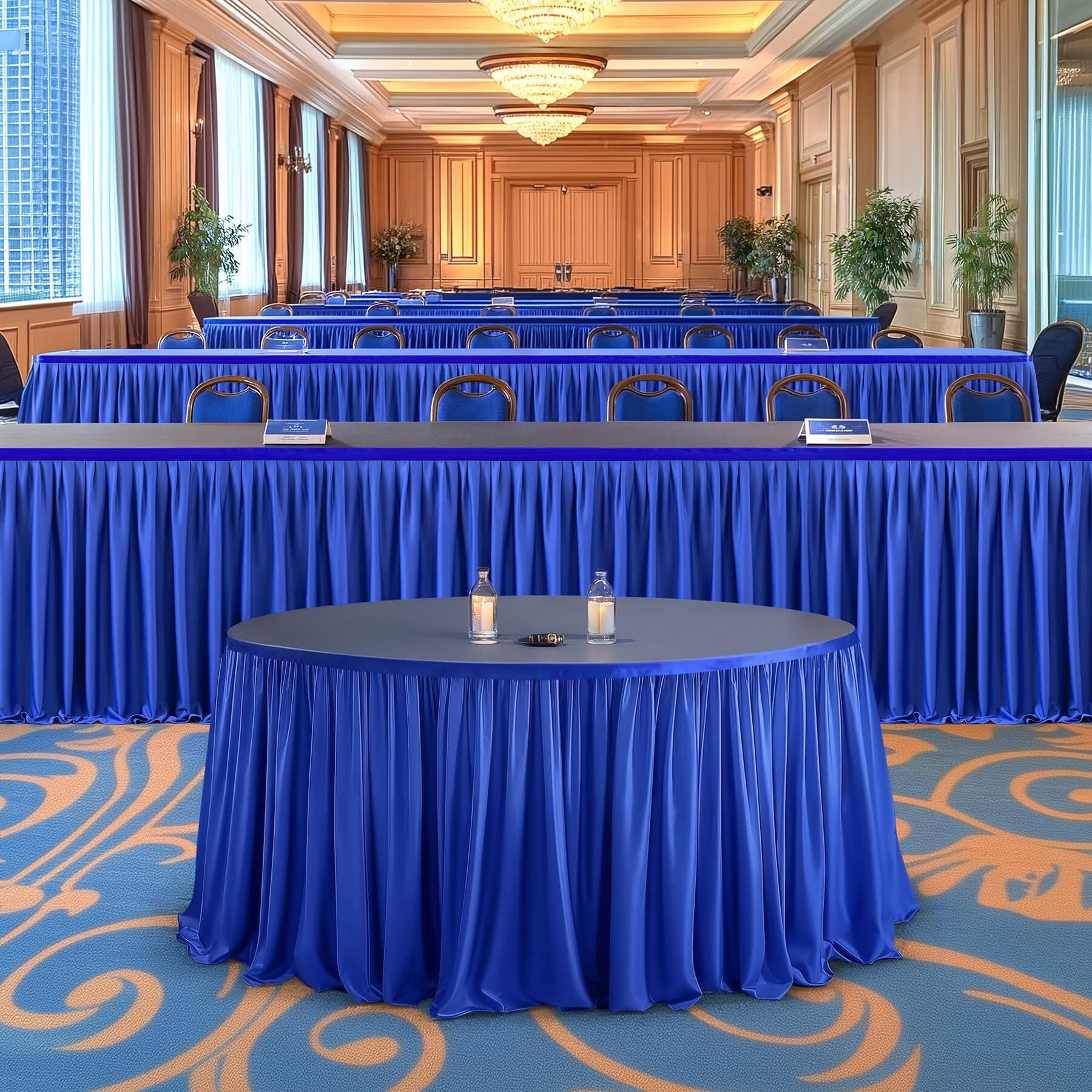 Alt View 8. Dapper Styles - Long Royal Table Skirt For Rectangle Tables Decorations - Wrinkle Resistant Polyester Pleated Skirting Desk... - White-108" x 30" (Rectangular).