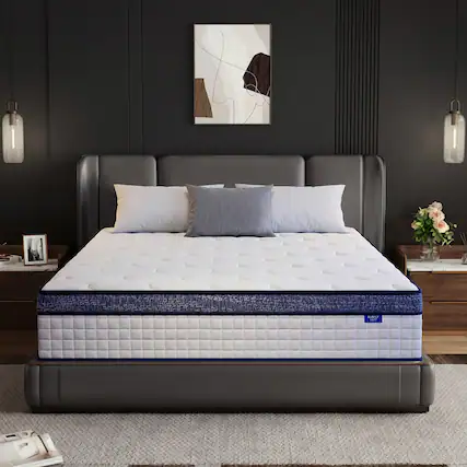 Front. BURFLY1977 - Twin Mattress,10 Inch Hybrid Mattress in a Box, Memory Foam Individual Pocket Springs, Medium Firm, Pressure Relief - White.