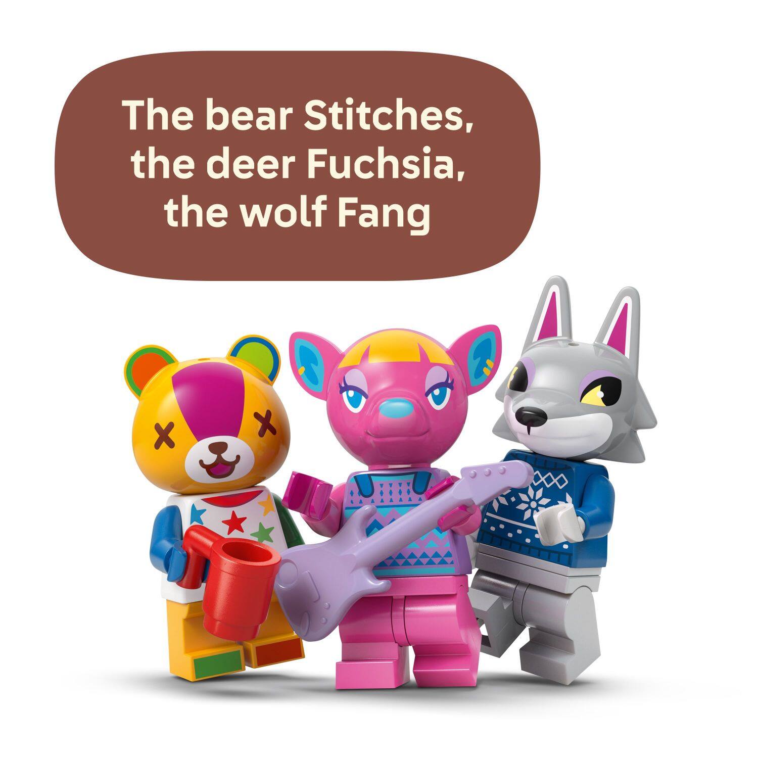 The bear Stitches, the deer Fuchsia, the wolf Fang