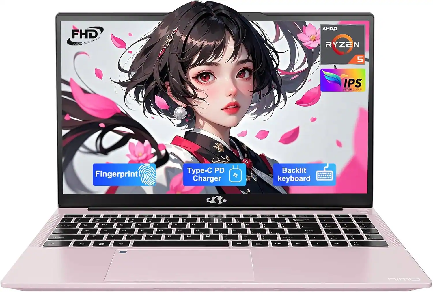NIMO - 15.6 FHD IPS Laptop-Computer AMD Ryzen 5 32GB RAM 1TB SSD 3.7GHz - Pink