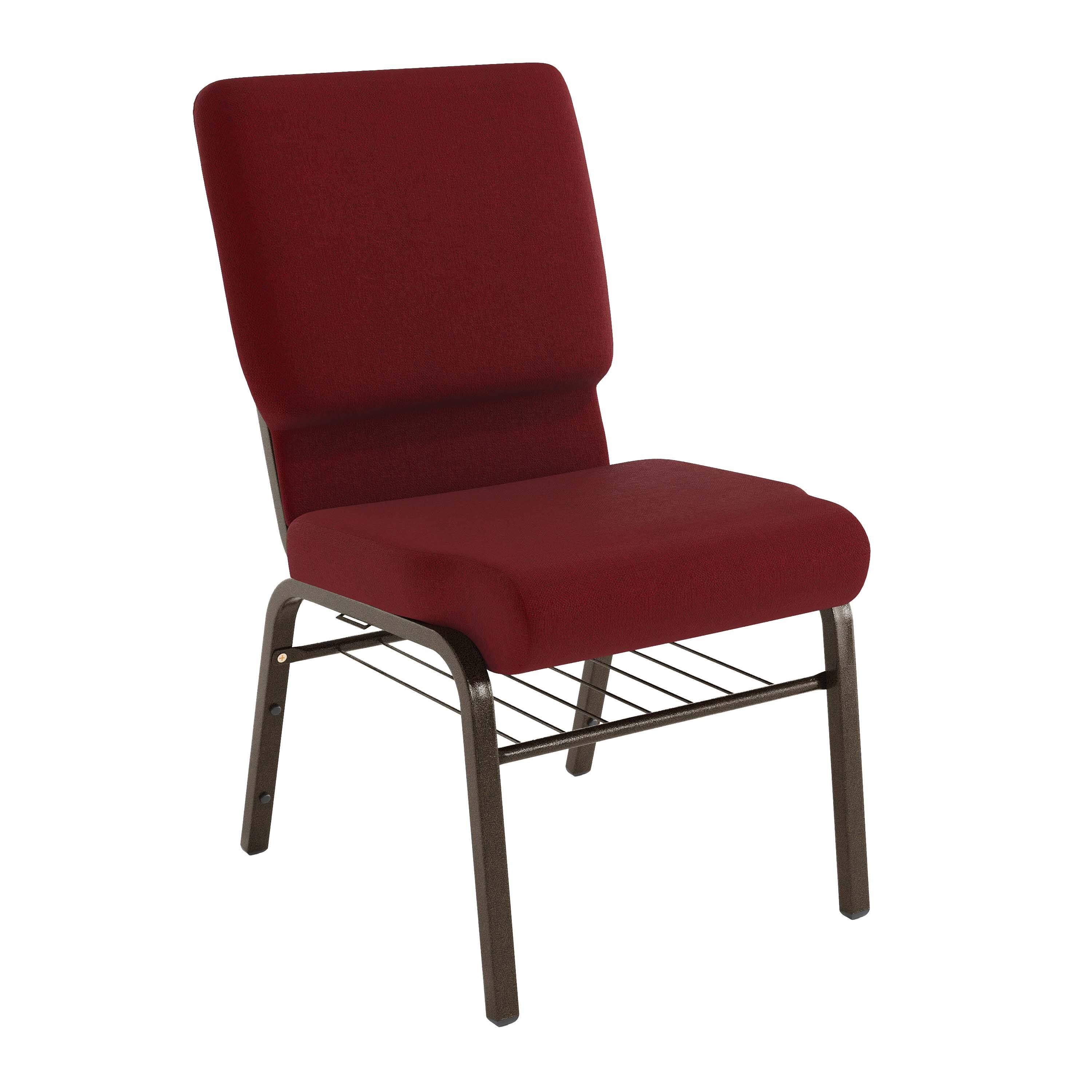 Front. Flash Furniture - HERCULES Series 18.5''W Church Chair in Burgundy Fabric with Book Rack - Gold Vein Frame - Burgundy.