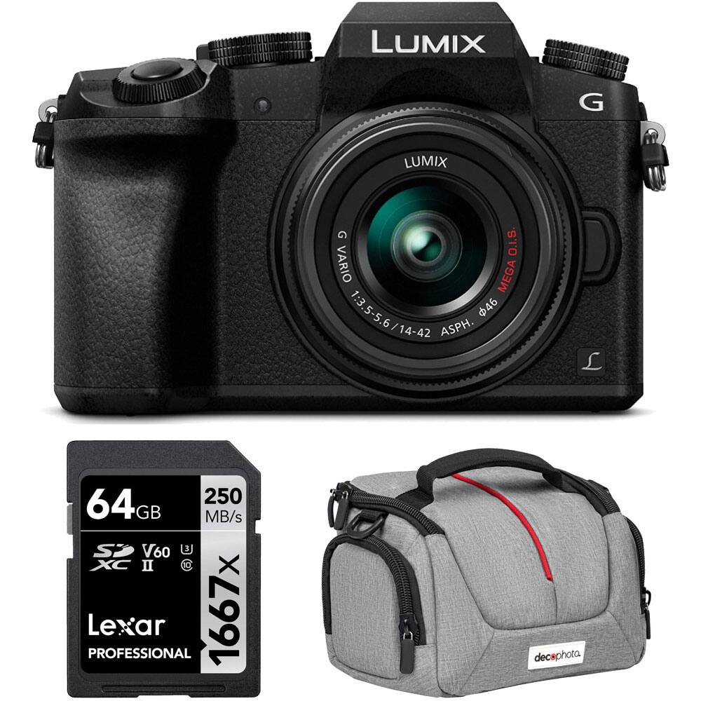 LUMIX G  
LUMIX G O.I.S. VARIO MEGA 1:3.5-5.6/14-42 ASPH. 46  
64GB 250 MB/s SP V60  
XC II  
10 Lexar PROFESSIONAL 1667x  
decaphoto
