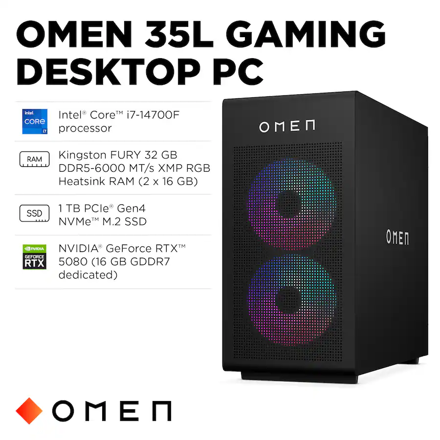 HP OMEN 35L Gaming Desktop Intel Core i7 14700F 2024 32GB Memory NVIDIA ...