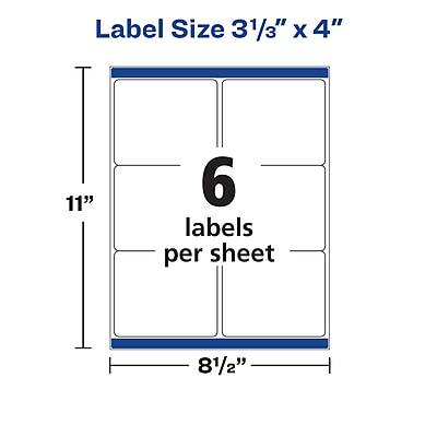 Label Size 3 1/3" x 4"

6 labels per sheet

11" x 8 1/2"