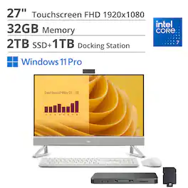Dell - 27 All-in-One (Core 7 150U, 32GB, 2TB PCIe SSD, 27 Touch FHD (1920x1080), GeForce MX570 A, Win 11 Pro) - White