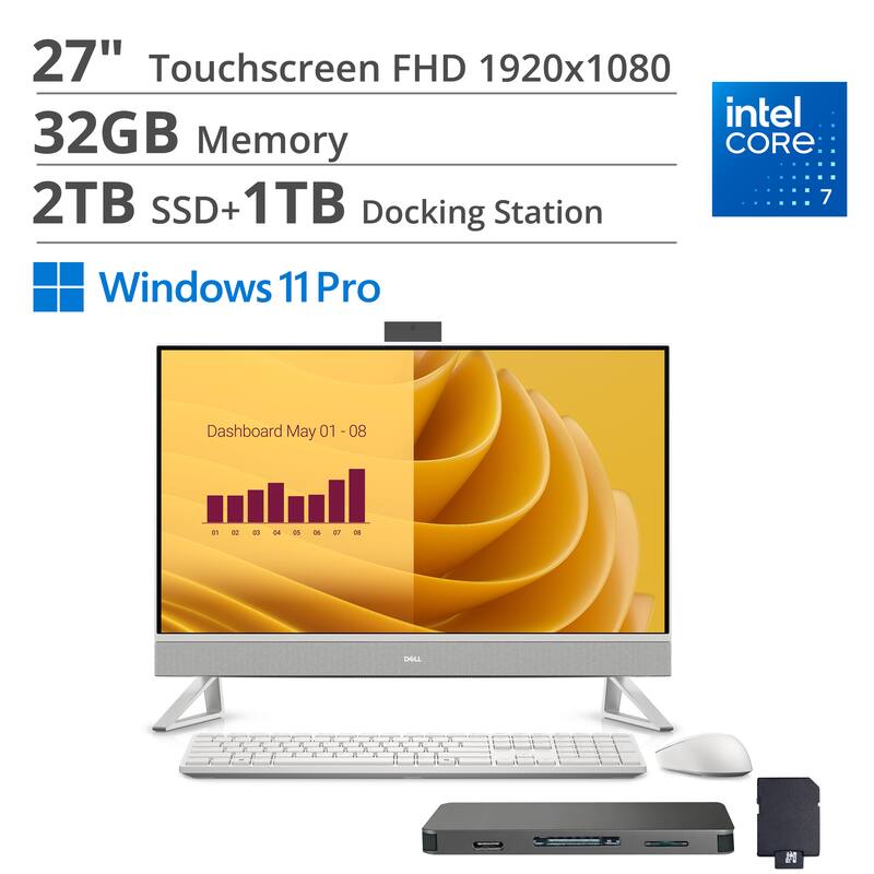27" Touchscreen FHD 1920x1080  
Intel Core 7  
32GB Memory  
2TB SSD + 1TB Docking Station  
Windows 11 Pro  
Dashboard May 01 - 08