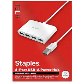Staples TECH - 4-Port USB 3.0 Hub, (ST62380) - White