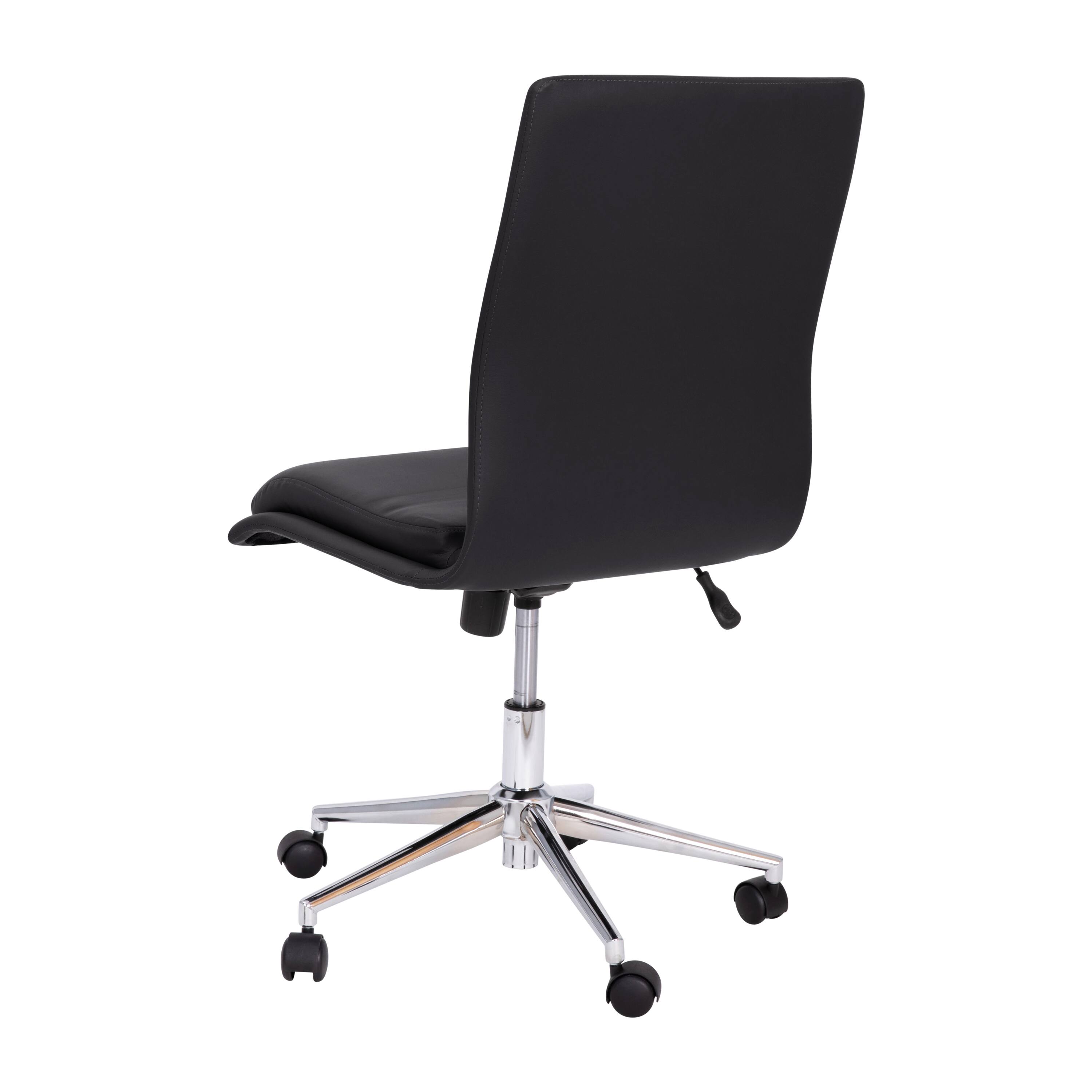 Alt View 7. Emma + Oliver - Ziva Modern Faux Leather Upholstered Mid-Back Home Office Chair with 5 Star Base and Pneumatic Seat Height Adjustment - Black.