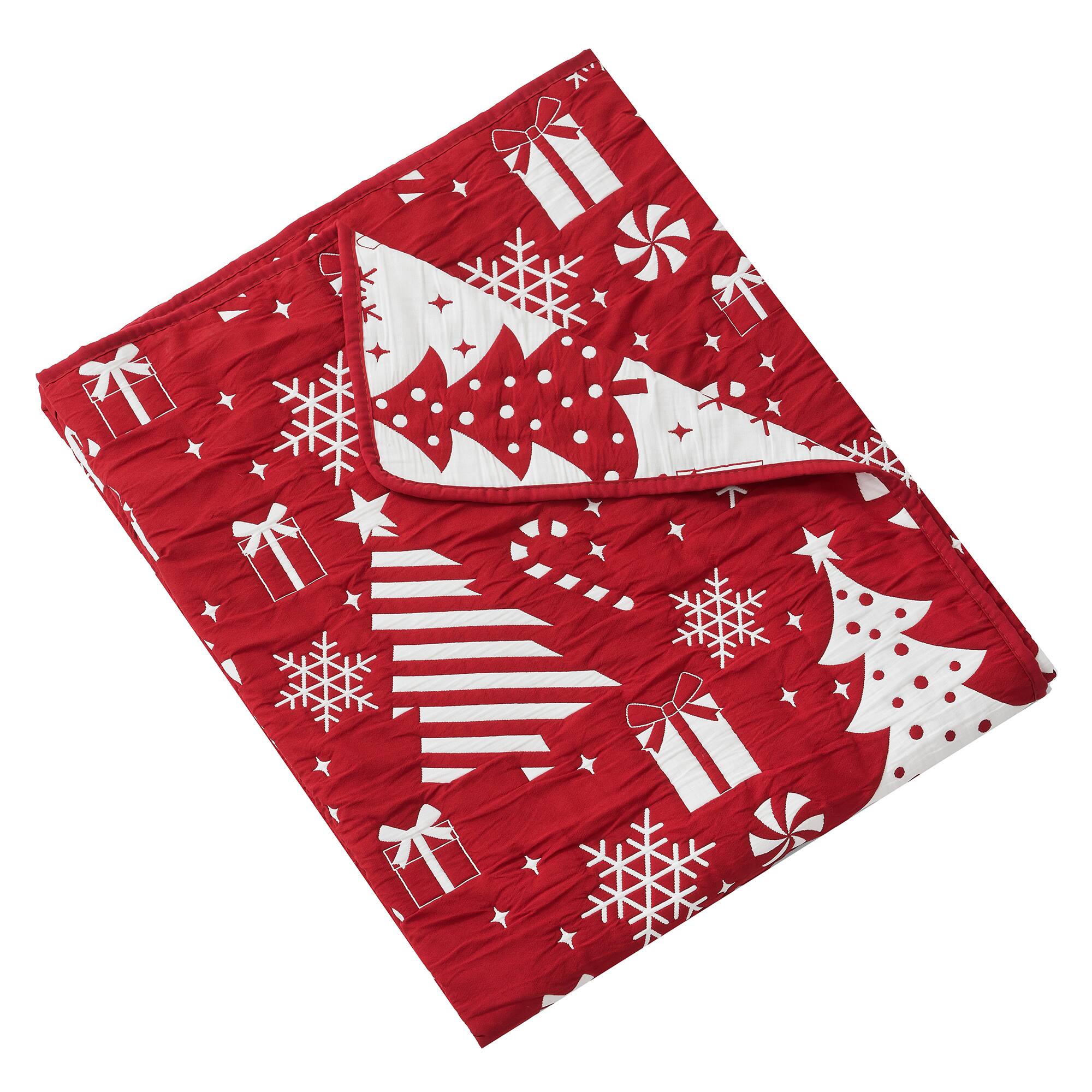 Left. BreeBe - Peppermint Party Throw - Red.