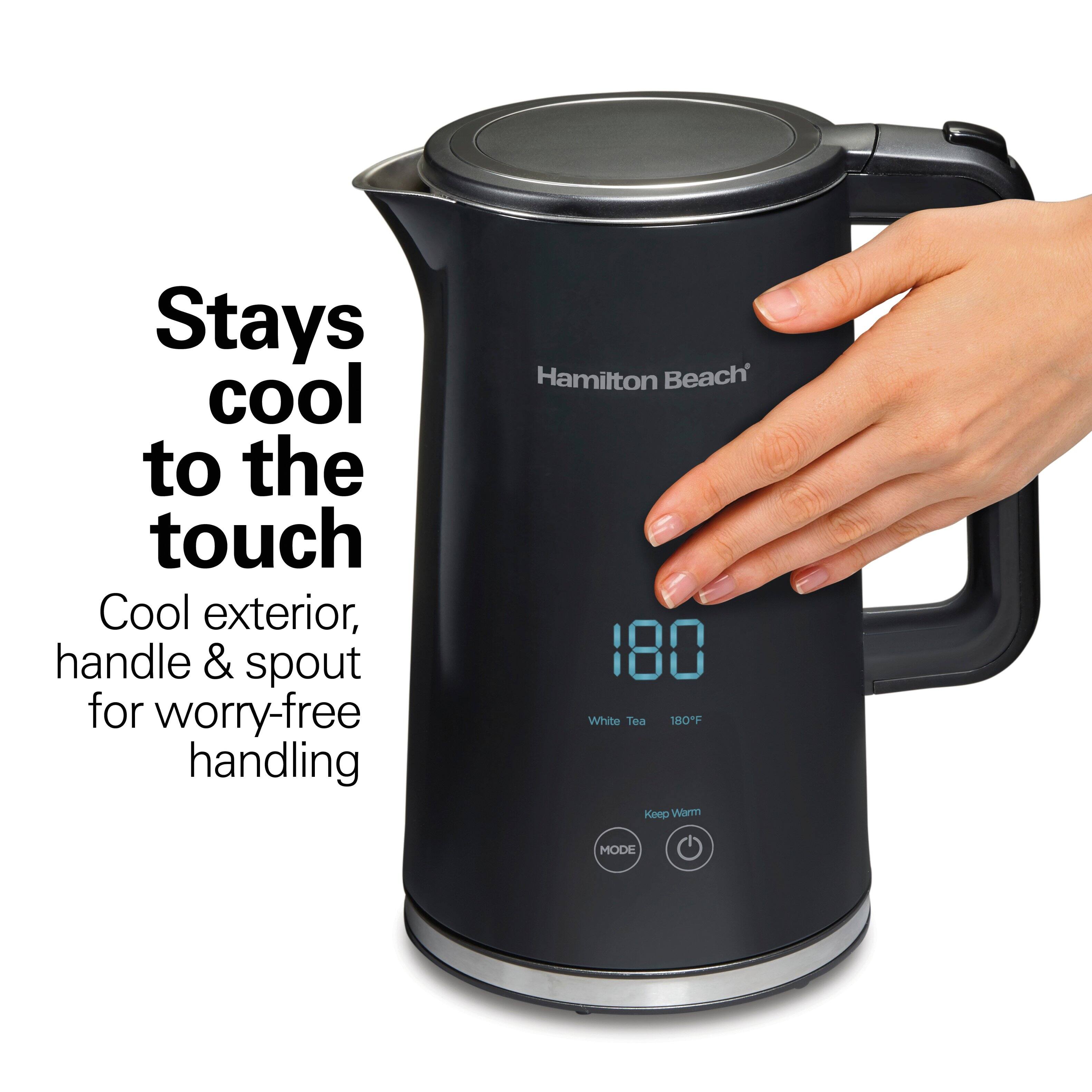 Stays cool to the touch  
Cool exterior, handle & spout for worry-free handling  

Hamilton Beach 180 White Tea 180°F Keep Warm MODE