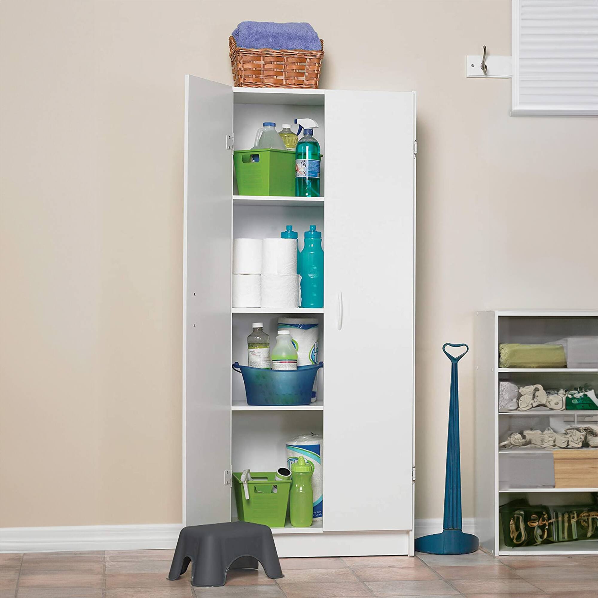 Alt View 4. ClosetMaid - ClosetMaid 896700 12.5 x 24 x 59.5 Inch Adjustable 4 Shelf Pantry Cabinet, White - White.