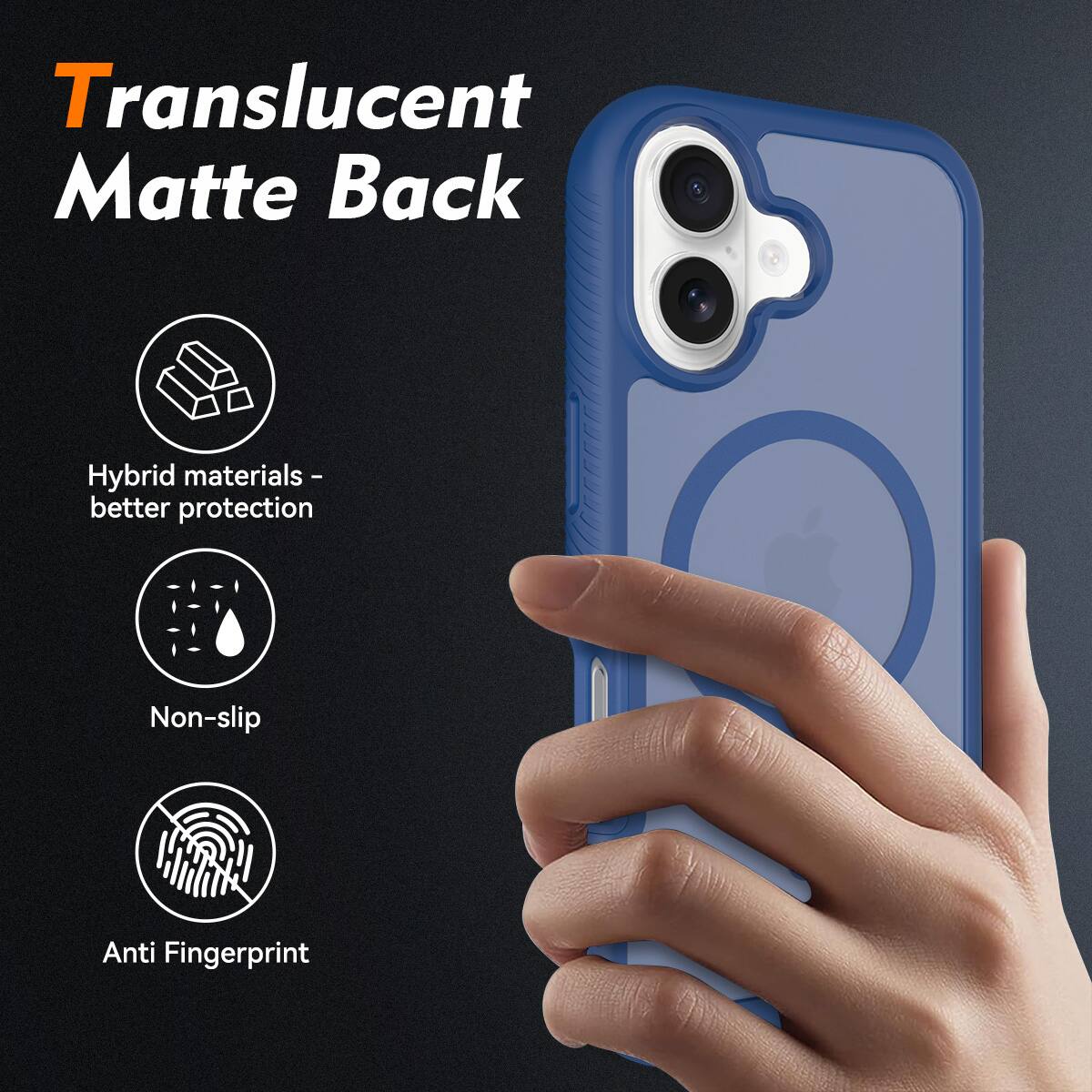 Translucent Matte Back

- Hybrid materials - better protection
- Non-slip
- Anti Fingerprint
